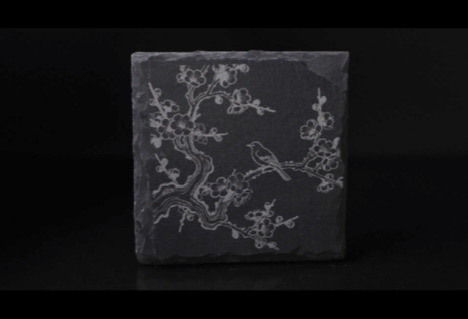 Промышленная гравировка на подставках из натурального камня от RFH-D9-355-5W